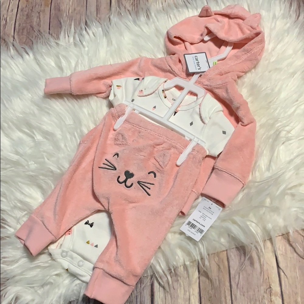 NWT 3 piece pink terry cloth outfit